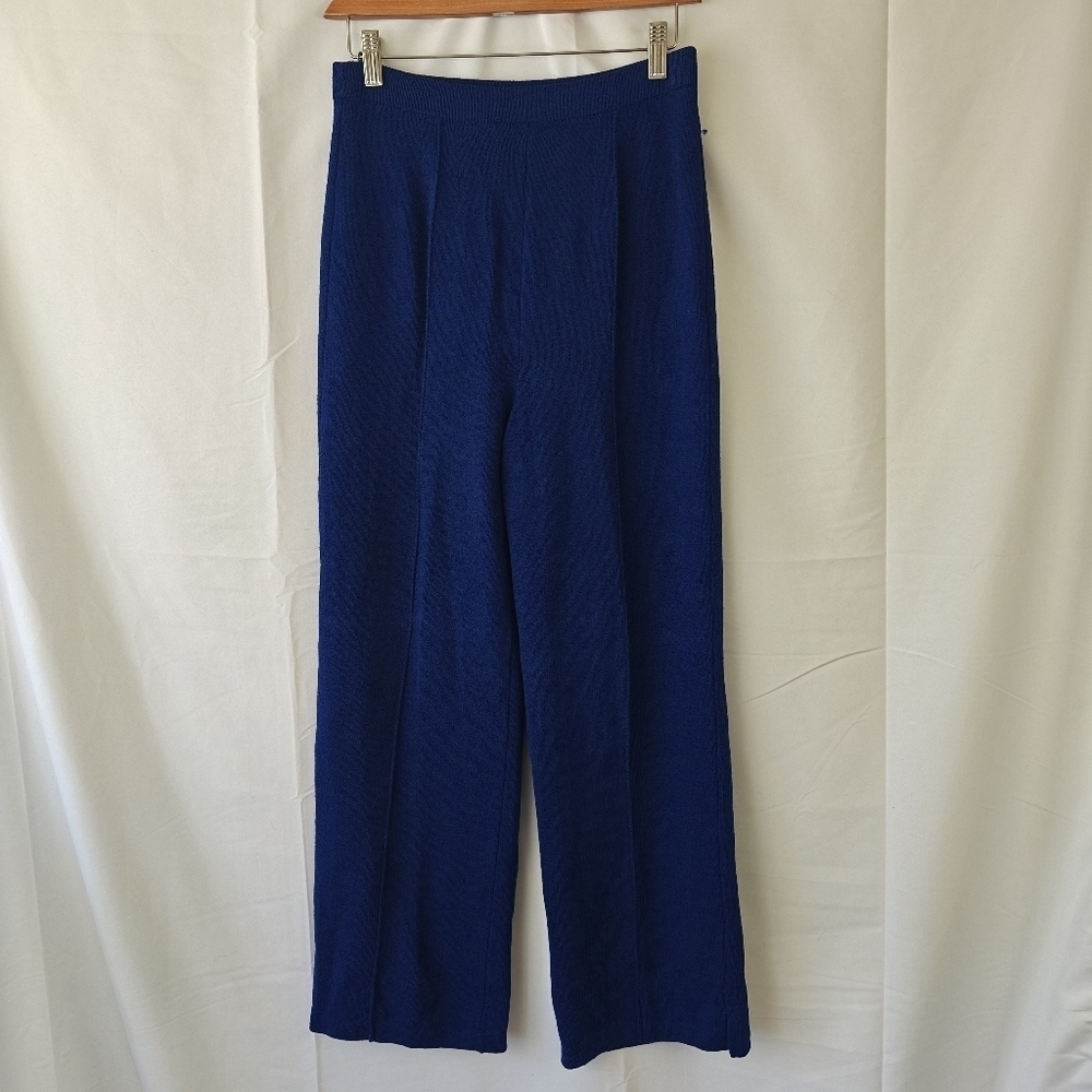 St. John Collection by Marie Gray Santana Knit High Rise Blue Straight Leg Pants